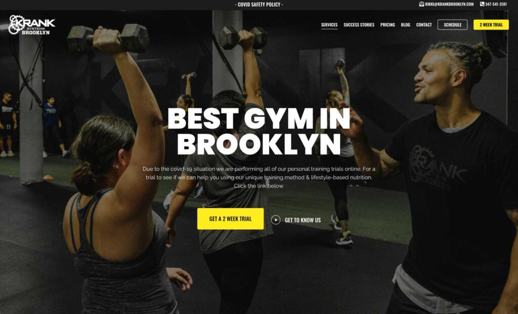 Krank Brooklyn fitness website design