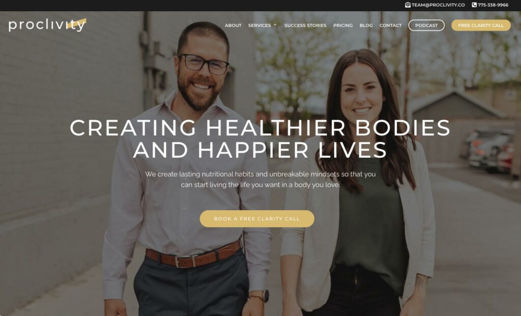 Proclivity fitness website design